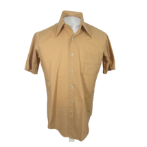 Pelham Men casual/dress s/s 14-14.5 S slim Taupe brown vtg 70s disco p2p 21.5&quot; - £29.47 GBP