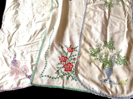 Vintage Embroidered Table Runner Scarves Scarfs Set Lot 3 Floral Cottagecore MCM - £29.23 GBP
