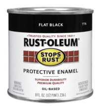 Rust-Oleum Protective Enamel Flat Black Interior/Exterior Paint. 1/2 Pint, 8 Ozs - $18.95