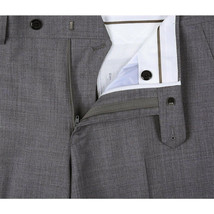 Men Renoir Flat Front Pants 100% Wool Super 140's Classic Fit 508-3 Mid gray image 6