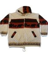 Earth Ragz Sweater Jacket Southwestern Navajo Bears Full Zip Hooded Coat... - £34.95 GBP