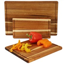 MegaChef 3 Piece 7 Inch, 10 Inch, and 17 Inch Acacia Wood Cutting Board ... - $108.49