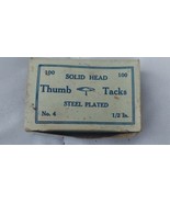 Steel Plated No. 4 Thumbtacks Noesting Vintage - $16.82