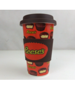 Galerie Ceramic Reeses Peanut Butter Cup Travel Coffee Mug With Lid &amp; Grip - £9.46 GBP