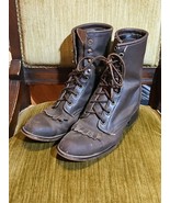 vintage laredo boots womens lace up roper western brown leather 8M made ... - $44.55