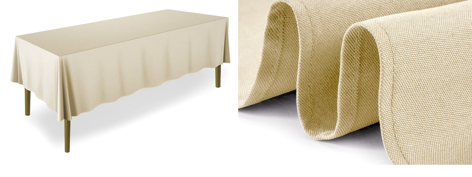 Beige - Rectangular Wedding Banquet Polyester Fabric Tablecloth - AA001 - $30.99+