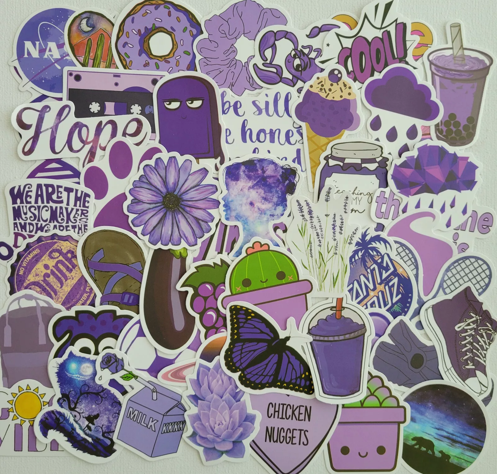 50pcs Cute Waterproof Purple Stickers For Water Bottle,Hydro Flask,Laptop - $9.99