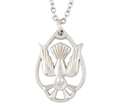 Confirmation Gift Holy Spirit Dove Necklace Pendant Oxidized Silver Catholic - £10.38 GBP
