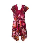 Girls Size 8 Pink Butterfly Dress Flutter Sleeve Handkerchief Hem Fairy ... - €8,52 EUR