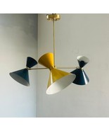 Modern 3 Arms 6 Lights Sputnik Chandelier Brass Handcrafted Modern Mid C... - $581.27 CAD