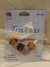 Cousin Trinkettes Glass and Metal Beads 5 Pack Amber &amp; Black Mix - £6.32 GBP