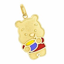 Men&#39;s The Pooh With Honey Pot Enamel Pendant 14K Yellow Gold Plated 2&quot; - £221.80 GBP