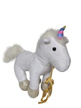 White Unicorn Mythical Fantasy Fairy Tale Plush Sparkly Stuffed Animal 14&quot; - £16.72 GBP