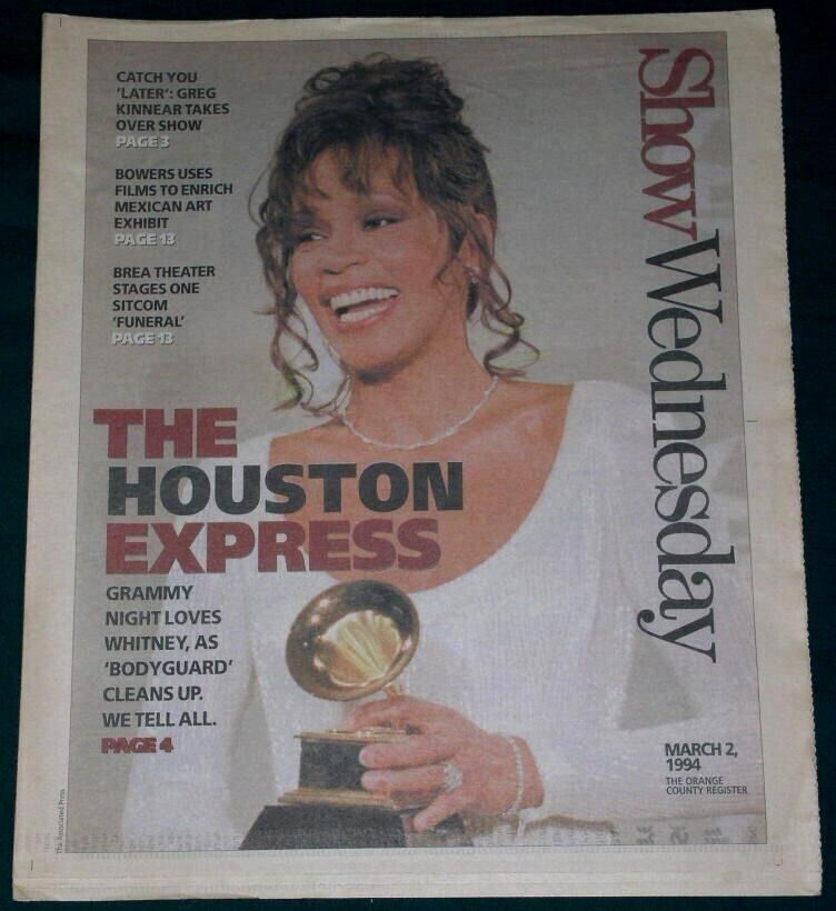 WHITNEY HOUSTON SHOW NEWSPAPER SUPPLEMENT VINTAGE 1994 - $34.99