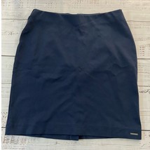 Tahari Pencil Skirt Womens M Ponte Elastic Waist Back Slit Navy Blue Car... - $29.70
