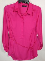 Apt 9 Women&#39;s Tunic Top 1/2 Button Pink Long Sleeve Removable Tie at Wai... - £11.76 GBP