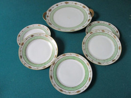 Nippon Japan Set Green And Gold Tray And 5 Side Plates [*4-1] - £99.05 GBP