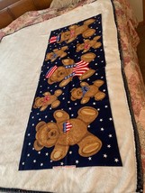 Wamsutta Hallmark Cotton Fabric Panel Patriotic Teddy Bears 12 In 7 In Appliques - $12.99