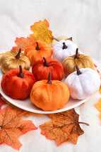 Orange Halloween Thanksgiving Faux Plush Pumpkin Decorations - $41.99 MXN
