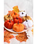 Orange Halloween Thanksgiving Faux Plush Pumpkin Decorations - $41.07 MXN