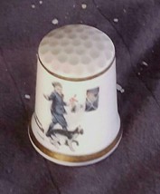 Collectible Danbury Mint Porcelain Thimble - Norman Rockwell - Three&#39;s A Crowd - £15.63 GBP
