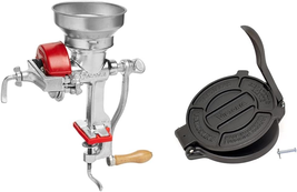 Manual Low Hopper Grain Grinder and Cast Iron Tortilla Press - $165.32