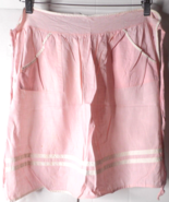 Vtg Hostess Apron Pink w Bias Tape Trim Kitsch Cotton w Pockets Hand Mad... - $12.57