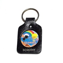 Florida Rainbow Sailboat Dorothy Name Keyring Black Leather Keychain - £5.16 GBP