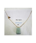 Moss Agate Gemstone Necklace 20&quot; GP Chain #4 - £9.59 GBP