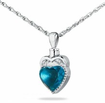 Ocean Heart Stainless Steel Pendant/Necklace Funeral Cremation Urn for Ashes - £47.07 GBP