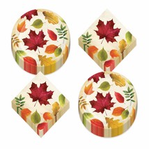 Fall Leaves Paper Dinner Plates and Luncheon Napkins for Thanksgiving and Fall P - £10.00 GBP
