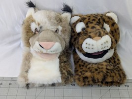 Aurora Bobcat Lynx Leopard Cheetah Hand Puppet Plush Lot of 2 Stuffed An... - £20.81 GBP