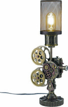 Steampunk Projector Table Lamp with Mesh Shade Cold Cast Bronze Light 18.3x12.2&#39; - £191.39 GBP