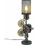 Steampunk Projector Table Lamp with Mesh Shade Cold Cast Bronze Light 18... - £188.72 GBP