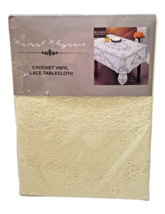 Casual Elegance Crochet Vinyl Lace Tablecloth 60&quot; x 104&quot; Cream Wipes Clean - £15.03 GBP