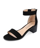 Journee Collection Women 6.5 M Black Percy Strappy Block Heel Sandals NI... - $555.35 MXN