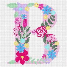 Pepita Needlepoint Canvas: The Letter B Flowering Pastels, 7&quot; x 7&quot; - $50.00+