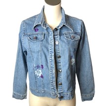 Arizona Jean Co Jean Jacket Blue Denim Juniors L Plus Grande Embroidered... - £19.61 GBP