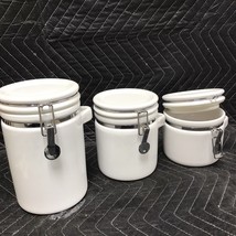 3 PIECE WHITE CANISTER SET  WITH LOCKING LIDS - £19.46 GBP