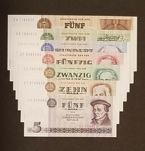 East Germany Gdr 7 Banknotes Full Set 1971-1985 Z Replacement Unc Very Rare - $354.91