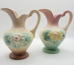 Vintage Hull Pottery Set of 2 Small Pitchers 4.5 inches Tall Made in USA - £22.38 GBP