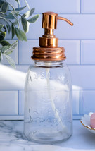 Stainless Steel Copper Plated Finish Mason Jar Glass Liquid Soap Pump Dispenser - £22.32 GBP