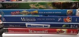 Disney DVD Movie Lot Incredibles Tinkerbell Little Mermaid Monsters Inc - £6.84 GBP