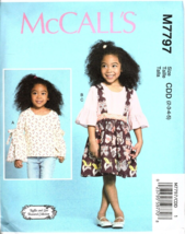 McCall&#39;s M7797 Girls 2 to 5 Top and Skirt Uncut Sewing Pattern New - £10.20 GBP