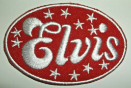 Elvis Presley~Oval~RED~~Embroidered Applique Patch~2 7/8&quot; x 2&quot;~Iron or S... - $4.17