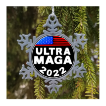 Ultra MAGA Ornament Christmas Pewter Snowflake 3&quot; Joe Biden Donald Trump - £14.69 GBP