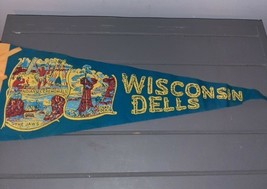 Vintage Wisconsin Dells WISC. Souvenir Pennant Flag  - $28.56