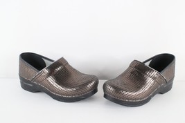 Dansko Womens EU 38 US 7.5 8 Sequin Leather Slip On Clogs Mules Shoes Silver - £46.40 GBP