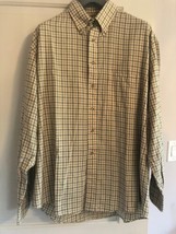 EUC BURBERRY LONDON Brown &amp; Beige Check Button Down Brushed Cotton Shirt... - £68.88 GBP