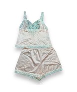 Vtg Lady Cameo Dallas Pale Pink Satin Lace Coquette Camisole Shorts Set ... - £29.91 GBP